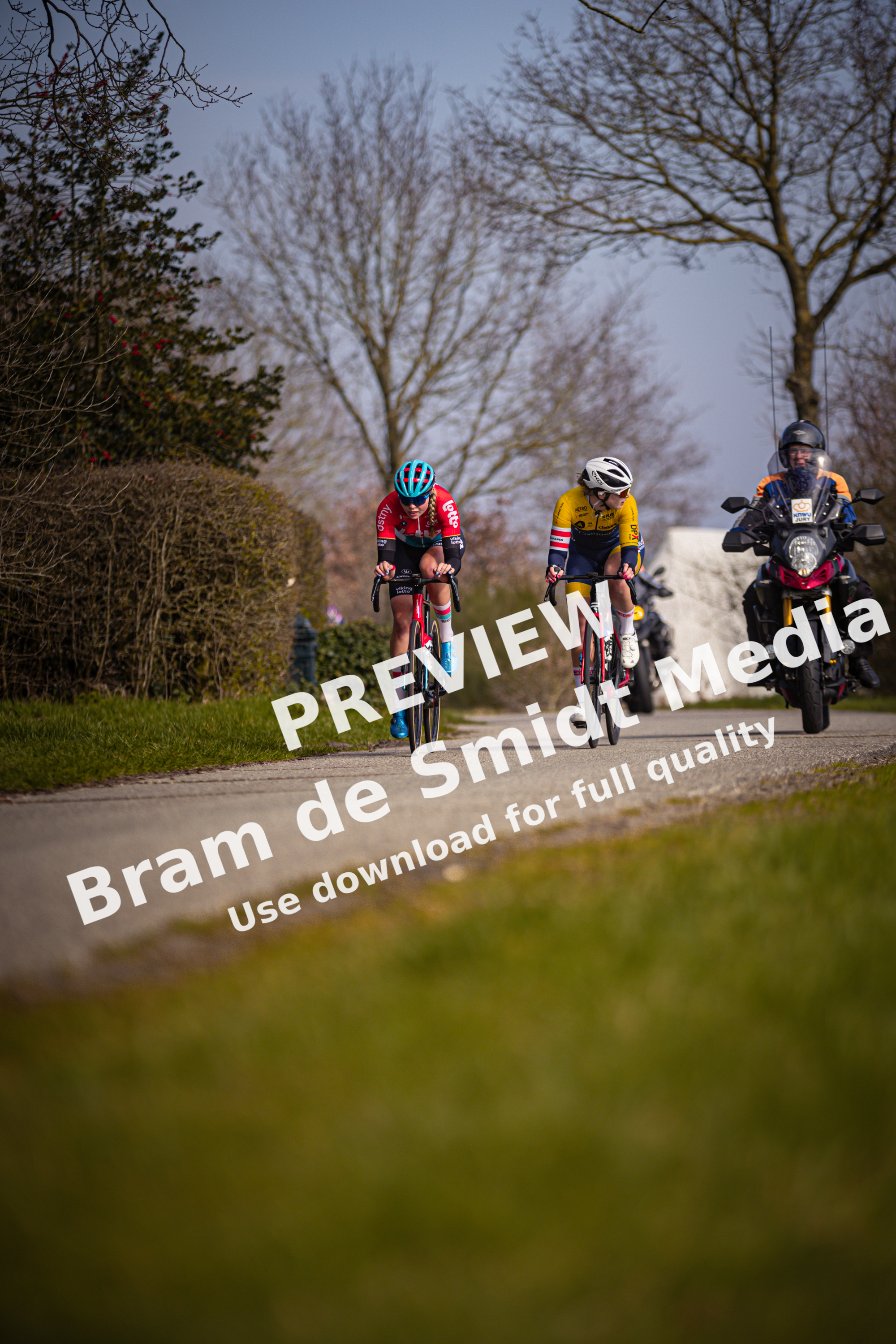 A group of cyclists riding through a park in Drentse 8 van Westerveld.