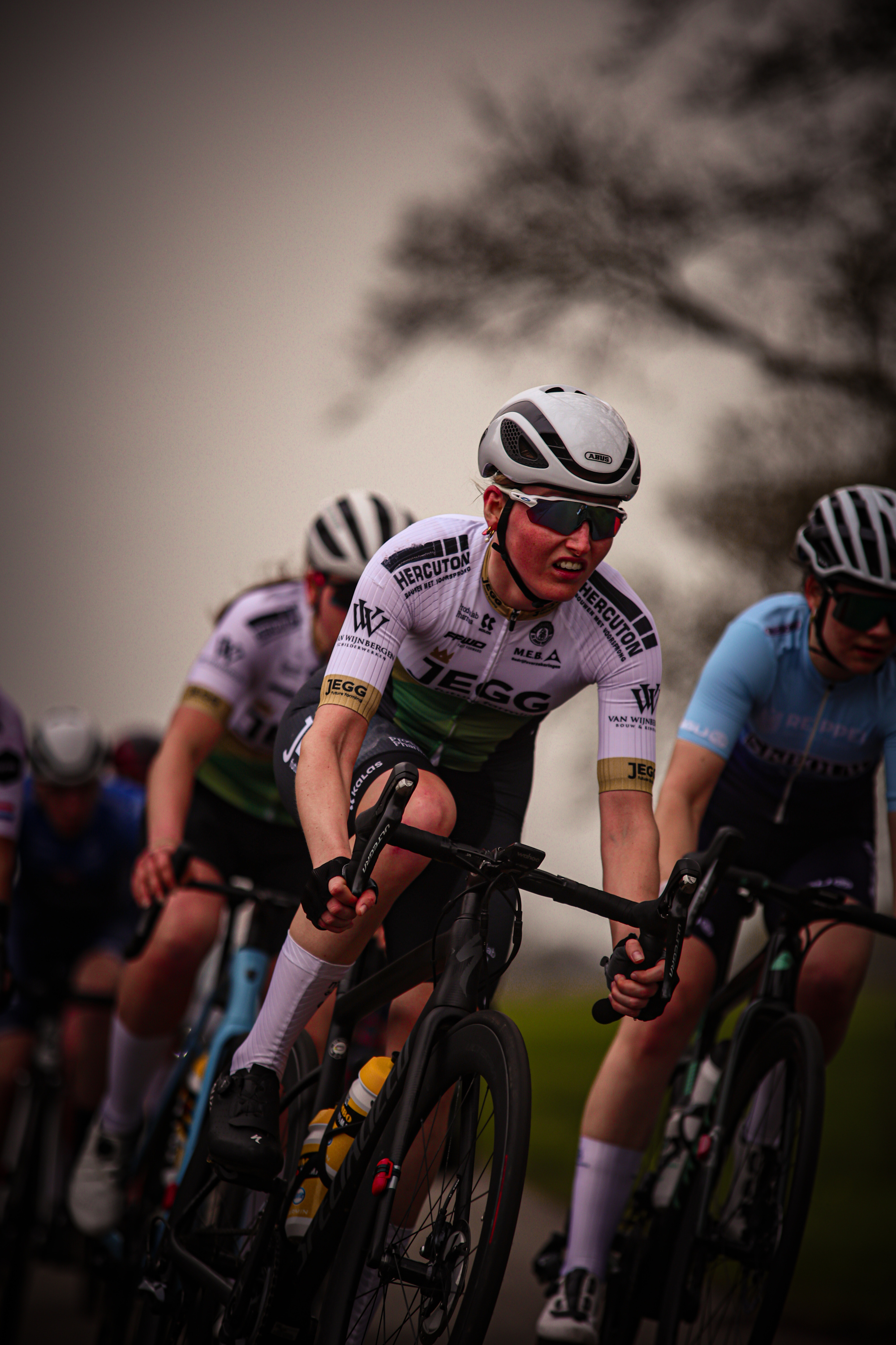 A group of cyclists race during the Ronde van de Lichtmis.