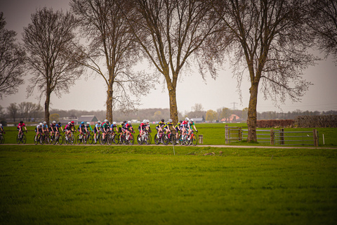 Group of cyclists in the Ronde van de Lichtmis race.