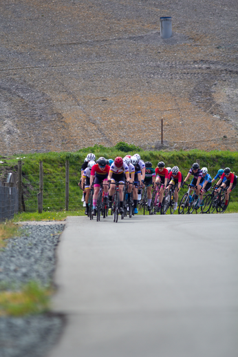 A group of cyclists participating in the Tweedaagse Wielrennen race.